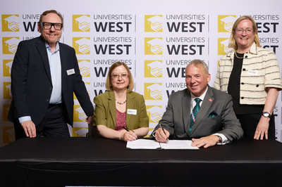 Representatives from Bath Spa University, the University of Bath, the University of Bristol and the University of the West of England sign a Memorandum of Understanding